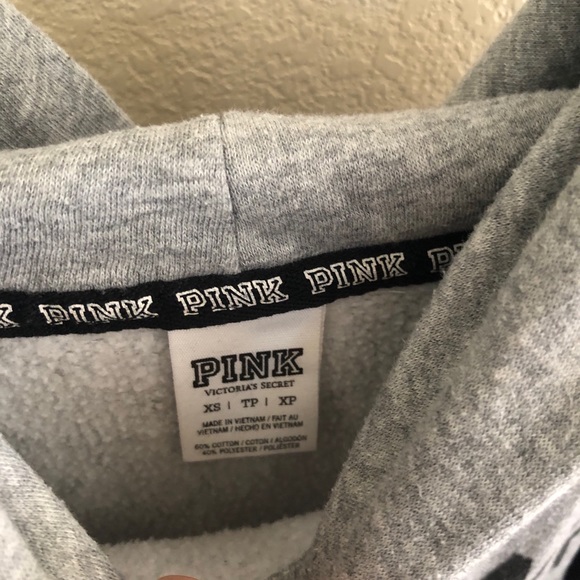 PINK Colorblock Gray and Black Hoodie - Picture 3 of 4